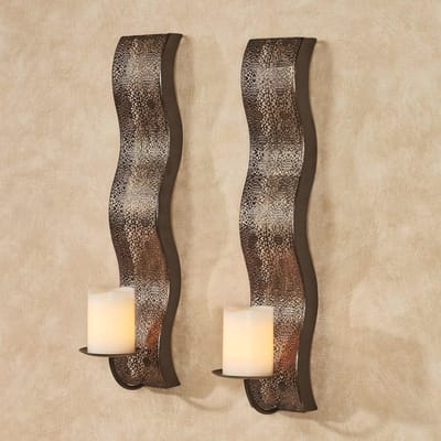 Moderne Sierlijke Wandkandelaar Set van Twee - Brons - Decoratieve Kaarsenhouders voor Slaapkamer en Woonkamer