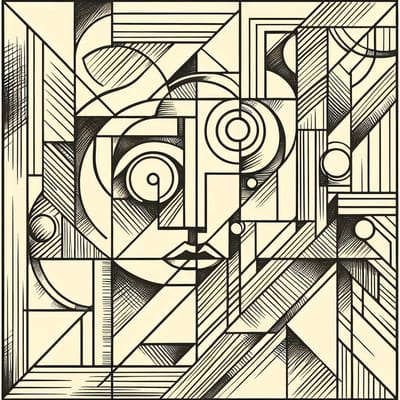 Line art picasso schilderij | Picasso's abstracte lijnenspel: een ware kunstexplosie van genialiteit | Kunst - 80x80 centimeter op Dibond | Foto op Dibond