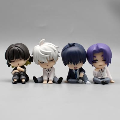 4 stuks blauw slot anime figuur isagi yoichi bachira beste schouder aan schouder slapen q-versie kawaii model beeldje jongen speelgoed cadeau white