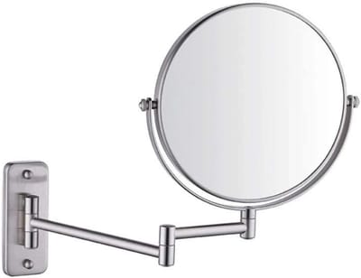 Wand Make-up Spiegel - Vergrotende Spiegel - Gedetailleerde Make-up - 10x Vergroting 360° - 8 Inch Diameter - Geborsteld Chroom