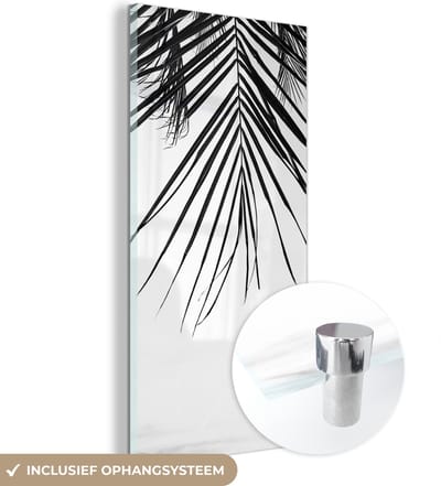 MuchoWow® Glasschilderij 60x120 cm - Schilderij acrylglas - Palm - Zomer - Bladeren - Tropical - Foto op glas - Schilderijen