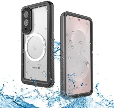 SBG Outdoor Case Waterdicht Hoesje geschikt voor Samsung Galaxy S25 Edge | Compatibel met MagSafe / Qi2 | Onderwater tot twee meter | Antislip greep | IP68-gecertificeerd | Transparant/Zwart