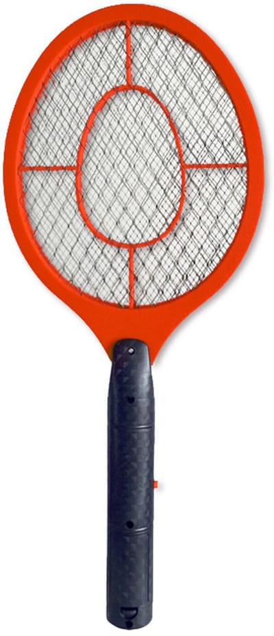 Tweedelige elektrische vliegenmepper - Rood + Geel - Op batterijen - 46,5*18,8*3 cm - Kunststof - Insecten-/muggenmepper