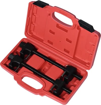NAIZY veerspanner 2X montagespanner set met 4 klauwen veerspanner set tot 370mm spanwijdte veerspanner verlagingsschokdemper voor verlagingsveren ophanging, incl. koffer