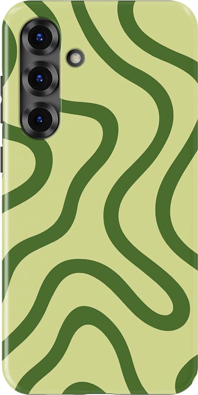DripCase Curvy Lines Hoesje Samsung Galaxy S25 Plus | Backcover met Mag | Design Tough Case Samsung Galaxy S25 Plus Leaf Loop