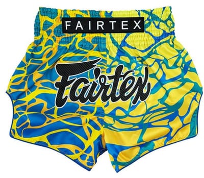 Fairtex BS1927 Muay Thai Shorts - Magma 'Green - blauw/geel/groen M