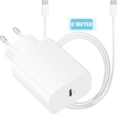 20w usb C Power Oplader met usb C naar C Kabel - 2 Meter - Snellader - UsbC Lader - Wit