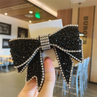1 Pièce Bijou de Tête Tendance pour Femme Accessoires Cheveux Pince Bordure, Noir Fait Main Épingle à Cheveux Perles Nœud Pince Haut Accessoires Cheveux