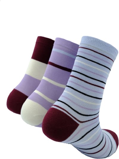 The Sockmaker - Sokken Dames - 3-Pack - Maat 36-41 - Duurzaam Bamboe & Naadloos - Gestreept Lila met Wit
