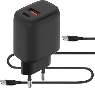 Mobiparts Wall Charger 20W Dual USB-C/USB-A with USB-C to USB-C Kabel - Zwart
