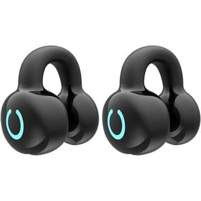 Draadloze Bluetooth 5.3 Oordopjes Oorclip Koptelefoon met Microfoon HiFi Stereo Sport Headset Ruisonderdrukking Earbud zwart