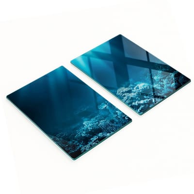 Glazen serveerplanken met onderwaterwereldmotief, 2x40x52 cm