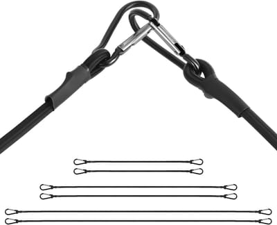 Set van 6 multifunctionele spanbanden 60/100/150 cm met karabiner voor bagage, kamperen en zeilen