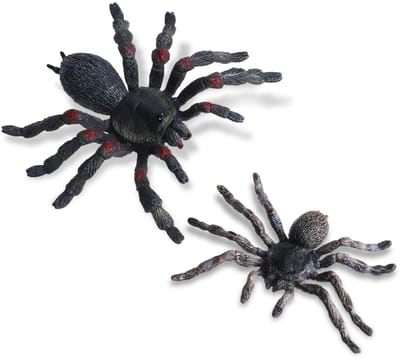 Dailygoods- Spinnenfiguren 2 stuks - Realistische Reuzenspinnen - Halloween Decoratie - Insectenspeelgoed - Tuindecoratie - Veelkleurig PVC