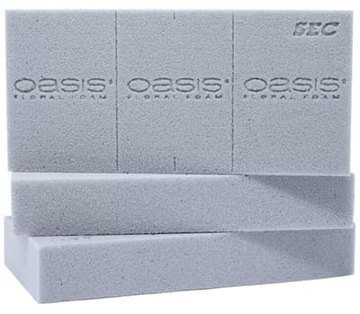 Flowerbox Oasis® SEC Insteekschuim voor bloemstukken met droogbloemen, 23 x 11 x 3,6 cm, steekmassa bloemen, droogsteekschuim, voor bruiloft, verjaardag, kerk, baksteenvorm, 3 stuks