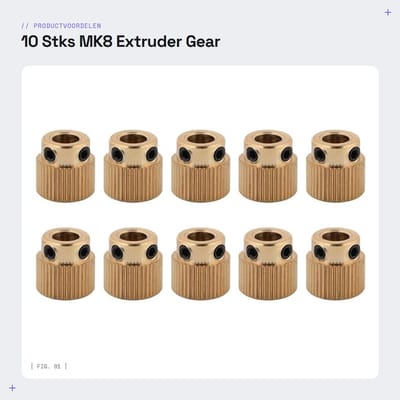 Dailygoods- Extruder Gear 10 Stuks - Messing Aandrijf Gear - 40 Tanden - 3D Printer Accessoires - Duurzaam - Buitendiameter 11mm - Aandrijfwiel