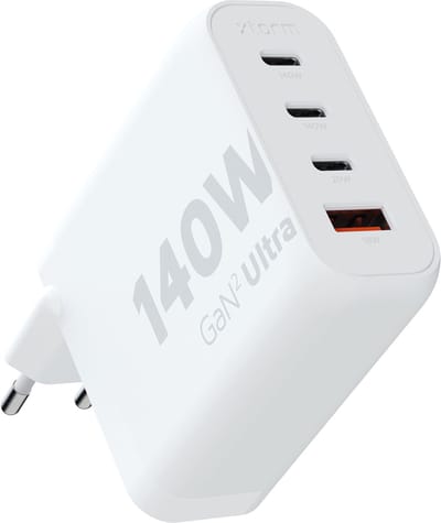 Universele Oplader - Xtorm 140W GAN2 Ultra Adapter - 4-Poorten USB C Adapter met Power Delivery & Quick Charge - Charger - Snellader Geschikt voor Telefoon/Tablet/Ipad/Laptop - Snellader - Wit