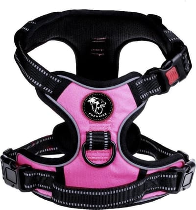 Frenkiez reflective no pull lockable harness, pink, X-Large