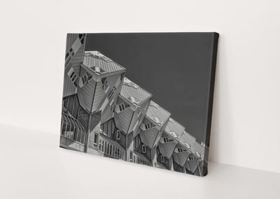 Kubuswoningen | Rotterdam | Zwart-wit| Steden | Canvasdoek | Wanddecoratie | 30CM x 20CM | Schilderij | Foto op canvas