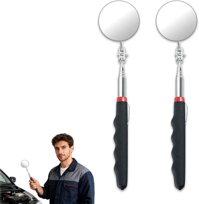 Telescopische inspect mirror set – 360° draaibare ronde spiegel – Uittrekbare handgreep 24.5-72 cm – Inspectietool voor moeilijk bereikbare plekken – Voor auto en werkplaats – Perfect voor onderhoud en reparaties