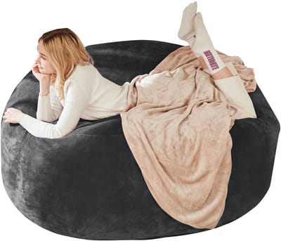 Merax Zitzak 3FT - Comfortabele Zitzakstoel en Lounge Sofa - Ergonomische Leesstoel voor Volwassenen - Geschikt voor Slaapkamer - Woonkamer en Balkon - Donkergrijs - 100x90x50 cm