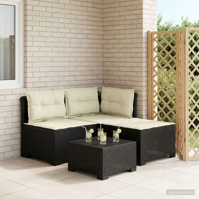 vidaXL - 3-Zits - Tu - bank - met - Kussens - Rattan - Look - 3-zits - PP - Antraciet