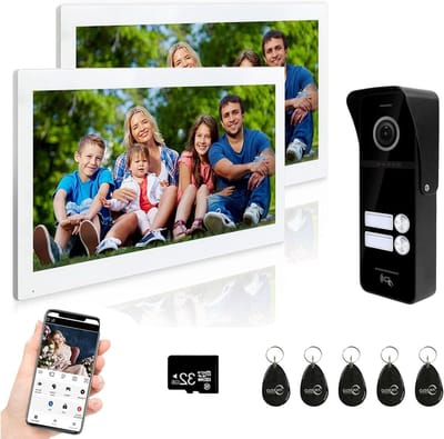 Video Intercom Systeem - Deurbel Camera - Veiligheid Thuis - 10 Inch Touch Monitor - 2 Eenheden - Zwart Wit