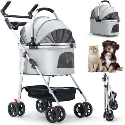 Huisdieren Wandelwagen - Draagbare Jogger - Reizen met Dieren - 3-in-1 Multifunctioneel - Tot 15 kg - Zwart