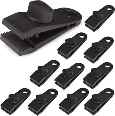 Zeilclips - Tentklemmen Tarp Clips - Tenten Bevestigen - Draaibare Vergrendeling - 10 stuks - Zwart
