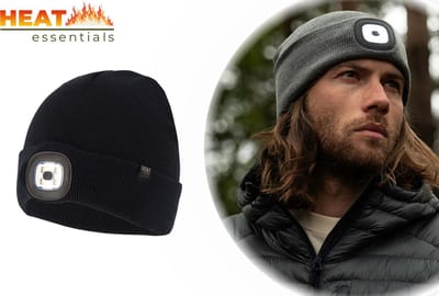 Heat Essentials - LED Muts Heren- One Size Unisex – Navy - Fleece Muts Dames – Beanie – Thermo Muts