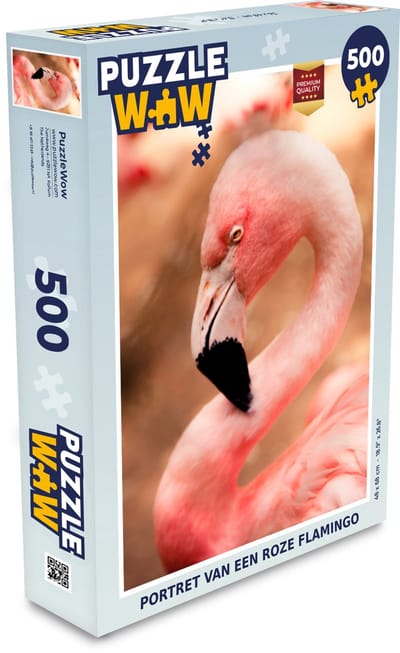 Puzzel Portret van een roze flamingo - Legpuzzel - Puzzel 500 stukjes