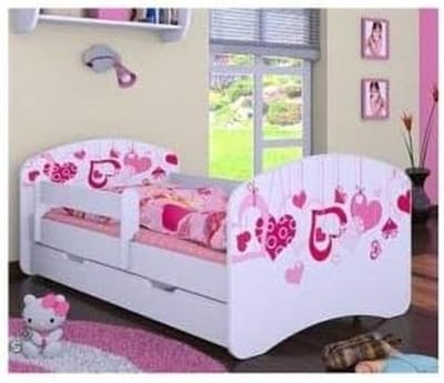 Kinderbed met matras - Peuterbed meisje - Veilig slapen - Met valbescherming - 160x80 cm - Wit