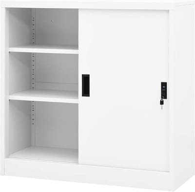 Kantoorkast Staal - Opbergkast Archiefkast - Documenten Opbergen - Verstelbare Planken - 90x40x90 cm - Wit