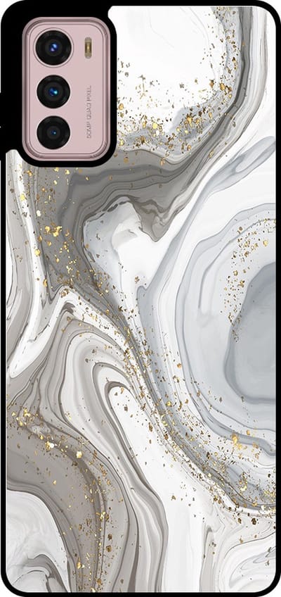 Smartphonica Telefoonhoesje Geschikt voor Motorola Moto G42 met marmer opdruk - TPU backcover case marble design - Zilver geschikt voor Motorola Moto G42