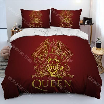 Freddie Mercury Queen-Rockband Dekbedovertrek Beddengoedset, Dekbedovertrek Bedset Quiltovertrek Kussensloop, King Queen Size Beddengoedset AU Double 180x210cm