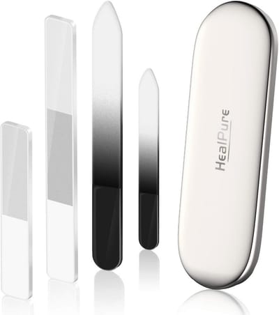 Dubbelzijdige Glazen Nagelvijlen en Buffers - 4 Stuks Professionele Set voor Natuurlijke en Kunstnagels