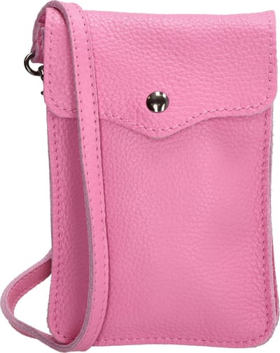 Charm London Elisa Telefoontasje Dames - Crossbodytas met verstelbare en afneembare schouderband - Schoudertas van 100% Leder met drukknopen - Roze