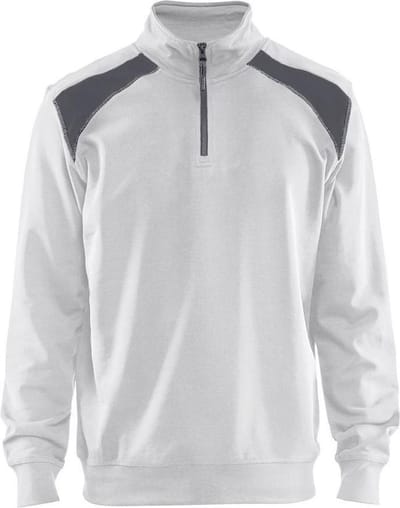 Blaklader 3353 Werksweater Korte Rits Wit/Grijs