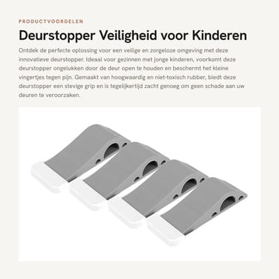 Dailygoods- Deurstoppers 4 Stuks - TPR Rubber - Antislip Deurwig - Veilig voor Kinderen - Lichtgewicht en Duurzaam - Inclusief Houder