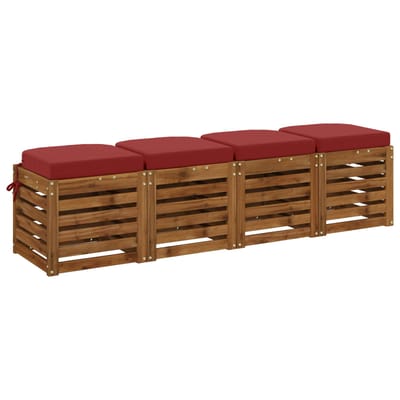 vidaXL - 4-delige - zitkussens - SOEST - 4 - pcs - 100% - Polyester - Wijnrood