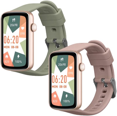 kwmobile 2x horlogebandjes geschikt voor SHANG WING L2 bandje - Smartwatch bandjes van TPU - Activity tracker horloge band in pastelgroen / oudroze