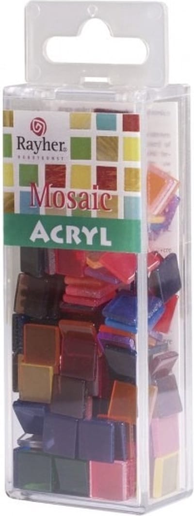 Rayher Mozaiek steentjes/tegeltjes - 410x stuks - kleuren mix - 1 x 1 cm - Mozaieken maken - Kunststof
