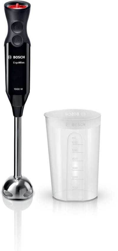 Bosch MS6CB6110 ErgoMixx - Staafmixer - 1000W - 4-bladenmes - Inclusief maatbeker - 12 snelheidsinstellingen - RVS/Zwart