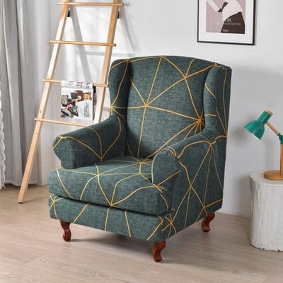 Hoes voor stoel met bloemenvleugel Stretch Spandex Fauteuilhoezen met gevleugelde rugleuning Afneembare enkele bankhoezen Meubelbeschermerhoes black