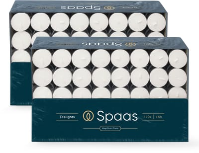 Spaas Theelichten Kaarsen Grootverpakking - Wit - circa 6u - Ø3,9cm - 240 stuks
