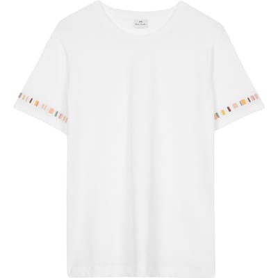 Paul Smith Womens Stripe Sleeve Emb T-shirt White Maat: S | Tops Outlet | Dames | Wit