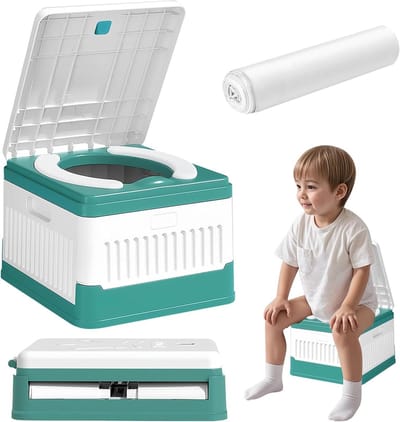 Opvouwbare Pot Kinderen - Reistoilet Kind - Zindelijkheidstraining - Compact en Draagbaar - 25.5 x 22 x 8 cm - Groen
