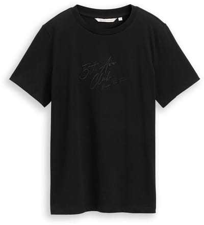 Tom Tailor Denim - Loose fit T-shirt met glitterborduursel - Maat XS - deep black