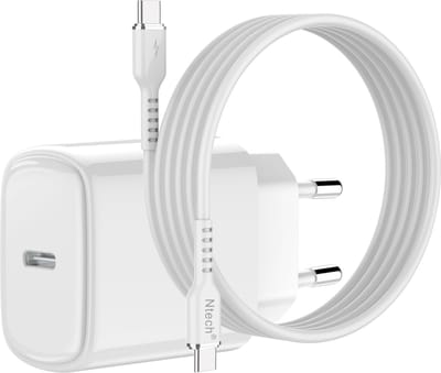USB C Adapter - Oplader - 20W met (1m) USB C naar USB C kabel - Wit
