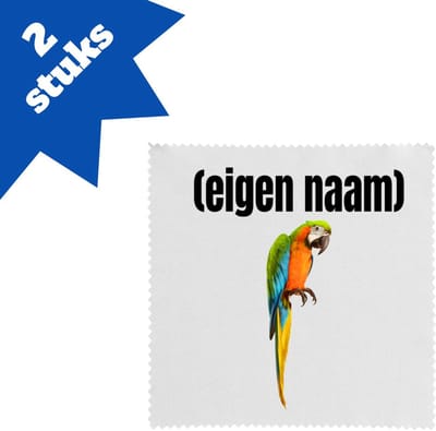 Akyol - papegaai met eigen naam brillendoekjes - Papegaai - papegaai liefhebbers - iemand die houdt van papegaaien - verjaardag - cadeau - kado - 17,8 bij 17,8 cm - 2 stuks